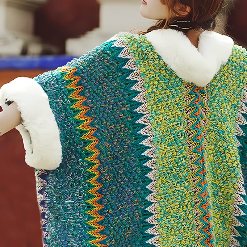 Tibetischer Streifenschal in Multicolor Tibetan Multicolored Striped Shawl