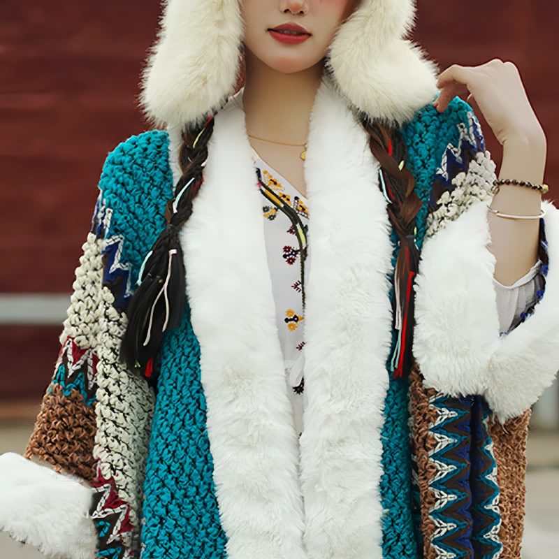 Tibetischer Streifenschal in Multicolor Tibetan Multicolored Striped Shawl