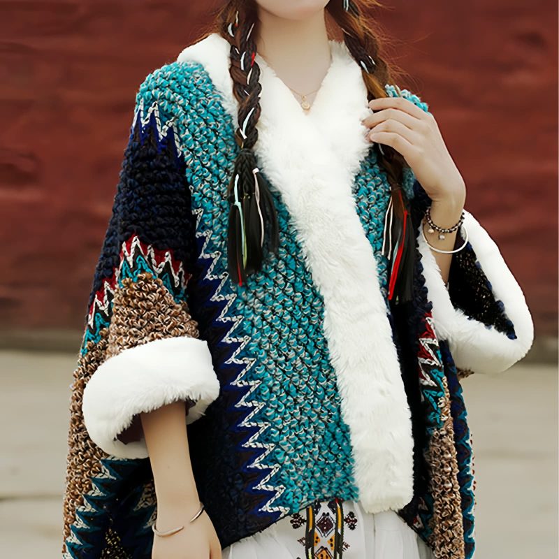 Tibetischer Streifenschal in Multicolor Tibetan Multicolored Striped Shawl