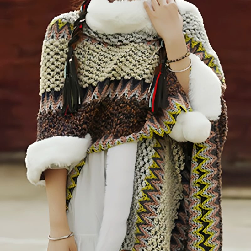 Tibetischer Streifenschal in Multicolor Tibetan Multicolored Striped Shawl