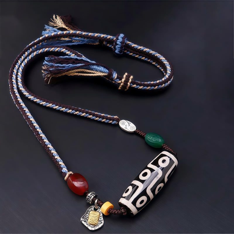 Tibetan Nine-eye Dzi Bead Protection Necklace Tibetan Nine-eye Dzi Bead Protection Necklace