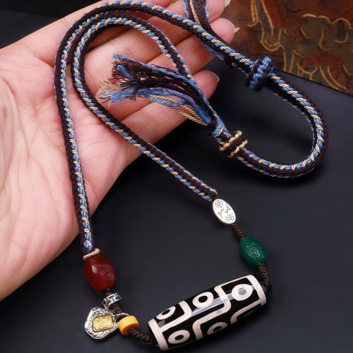 Tibetan Nine-eye Dzi Bead Protection Necklace