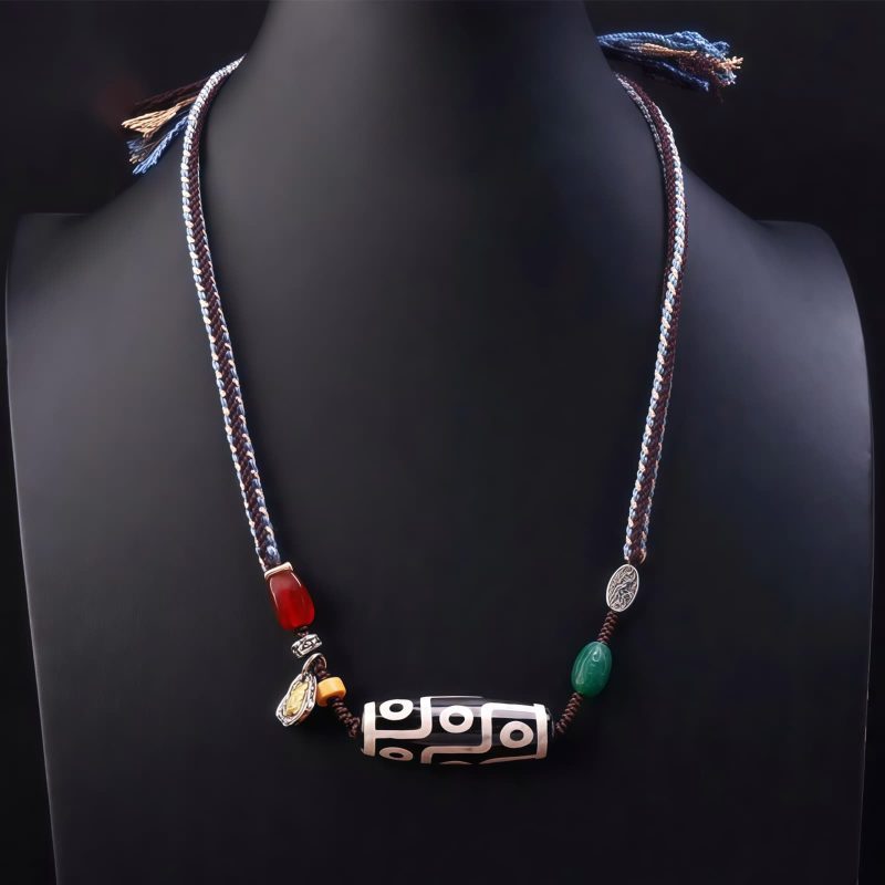 Tibetan Nine-eye Dzi Bead Protection Necklace Tibetan Nine-eye Dzi Bead Protection Necklace
