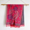チベット風 牡丹唐草紋様 ショール Tibetan Polyester Peony Vine Shawl