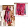 チベット風 牡丹唐草紋様 ショール Tibetan Polyester Peony Vine Shawl