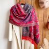 チベット風 牡丹唐草紋様 ショール Tibetan Polyester Peony Vine Shawl