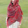 チベット風 牡丹唐草紋様 ショール Tibetan Polyester Peony Vine Shawl