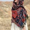 チベット風 牡丹唐草紋様 ショール Tibetan Polyester Peony Vine Shawl