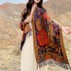 チベット風 牡丹唐草紋様 ショール Tibetan Polyester Peony Vine Shawl