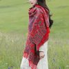 チベット風 牡丹唐草紋様 ショール Tibetan Polyester Peony Vine Shawl