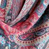 チベット風 牡丹唐草紋様 ショール Tibetan Polyester Peony Vine Shawl