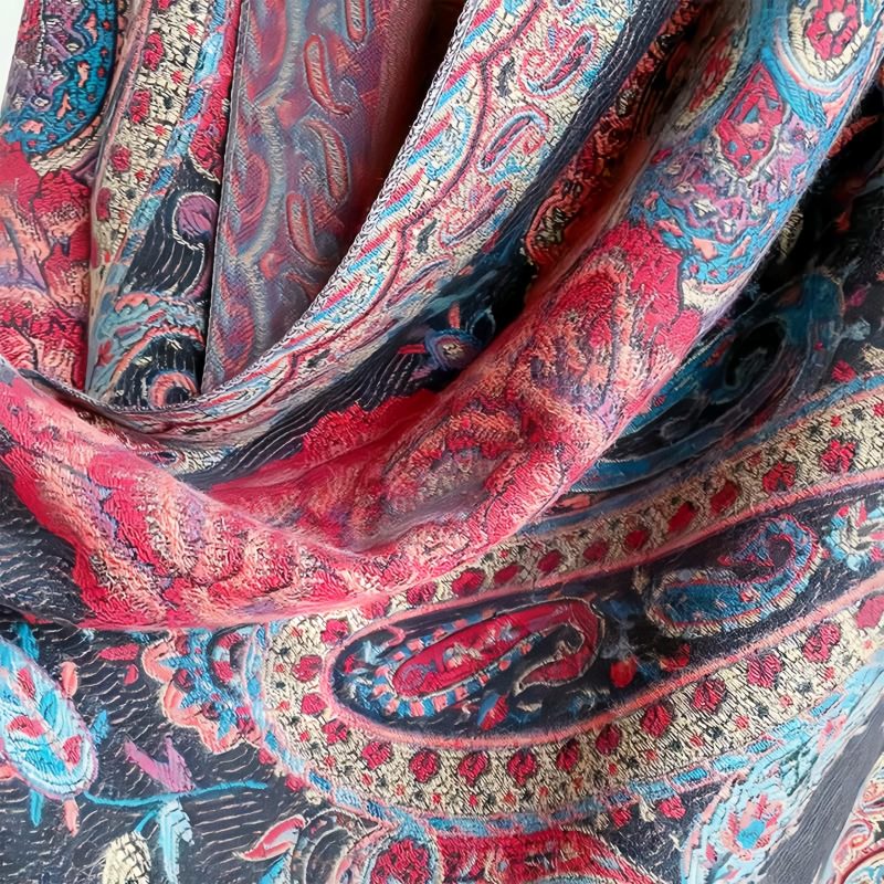 チベット風 牡丹唐草紋様 ショール Tibetan Polyester Peony Vine Shawl