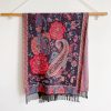 チベット風 牡丹唐草紋様 ショール Tibetan Polyester Peony Vine Shawl