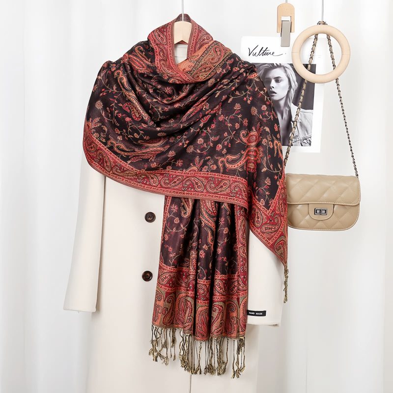 Tibetan Polyester Cashew Flower Wrap Tibetan Polyester Cashew Flower Wrap