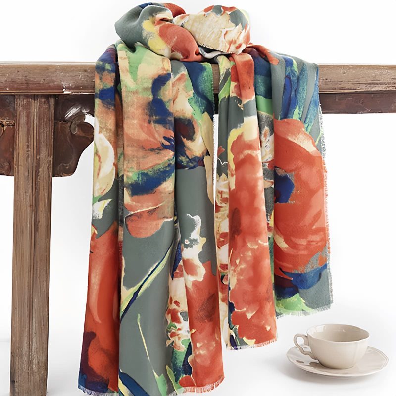 Tibetan Retro Floral Design Shawl Tibetan Retro Floral Design Shawl
