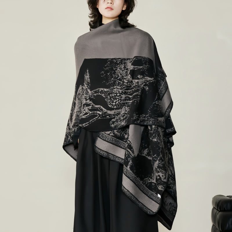 Tibetan Double-sided Shawl with Sika Deer Design Tibetan Double-sided Shawl with Sika Deer Design