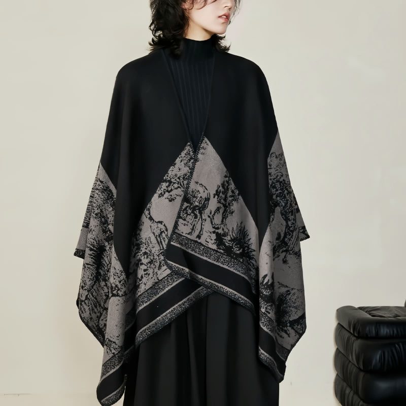 Tibetan Double-sided Shawl with Sika Deer Design Tibetan Double-sided Shawl with Sika Deer Design