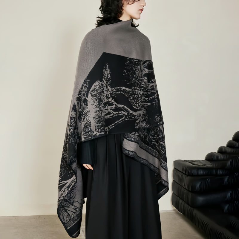Tibetan Double-sided Shawl with Sika Deer Design Tibetan Double-sided Shawl with Sika Deer Design