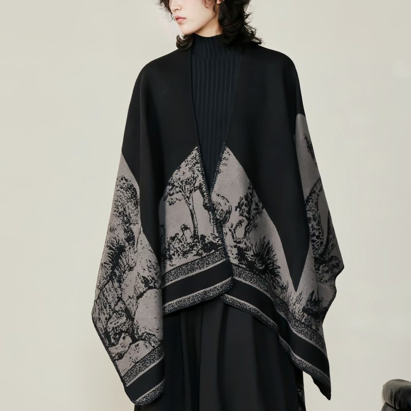 Tibetan Double-sided Shawl with Sika Deer Design Tibetan Double-sided Shawl with Sika Deer Design