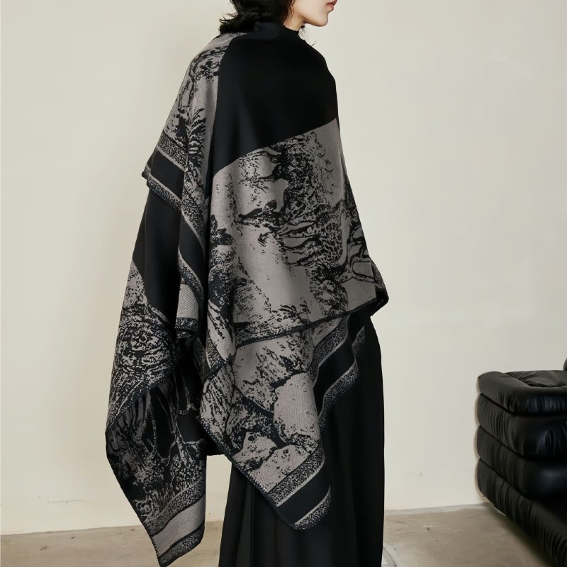 Tibetan Double-sided Shawl with Sika Deer Design Tibetan Double-sided Shawl with Sika Deer Design