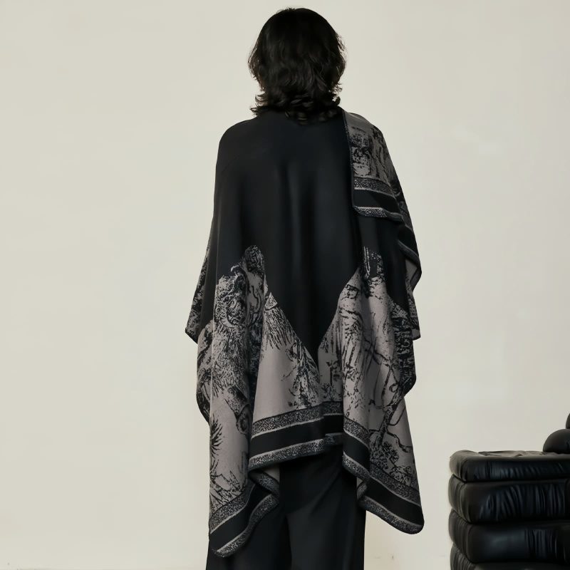 Tibetan Double-sided Shawl with Sika Deer Design Tibetan Double-sided Shawl with Sika Deer Design