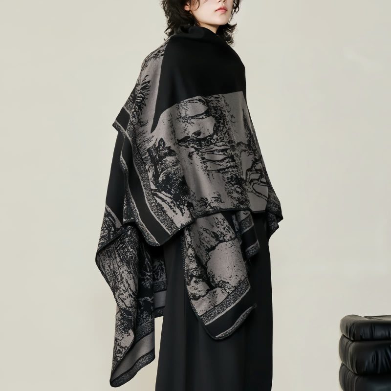 Tibetan Double-sided Shawl with Sika Deer Design Tibetan Double-sided Shawl with Sika Deer Design