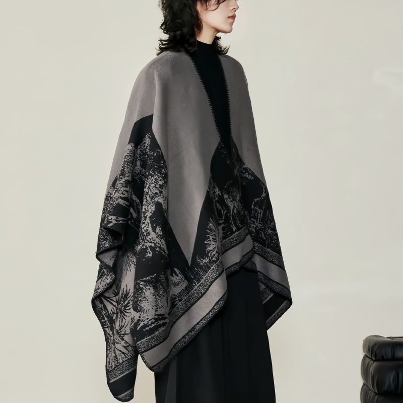 Tibetan Double-sided Shawl with Sika Deer Design Tibetan Double-sided Shawl with Sika Deer Design