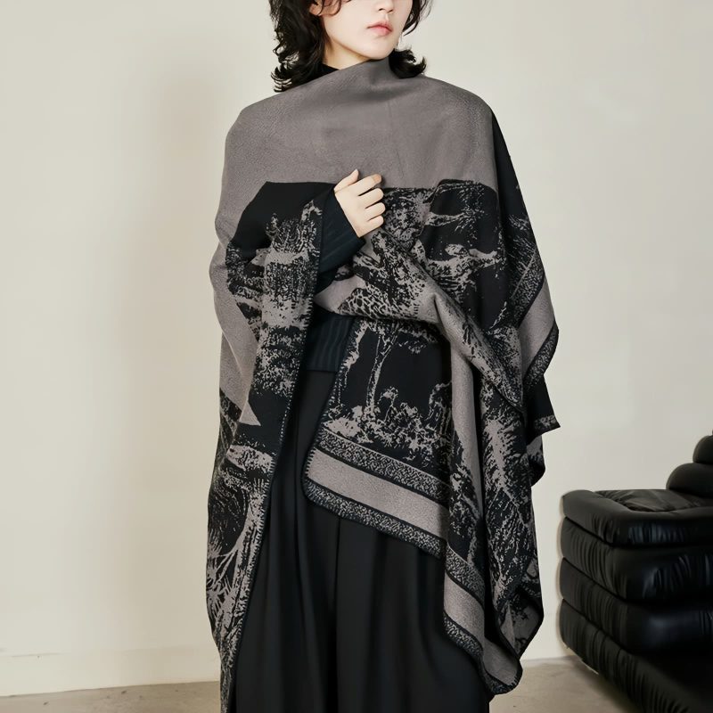 Tibetan Double-sided Shawl with Sika Deer Design Tibetan Double-sided Shawl with Sika Deer Design