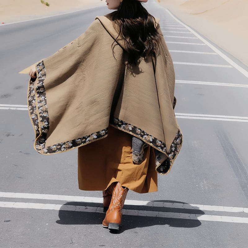 Tibetan Small Floral Hooded Shawl Tibetan Small Floral Hooded Shawl