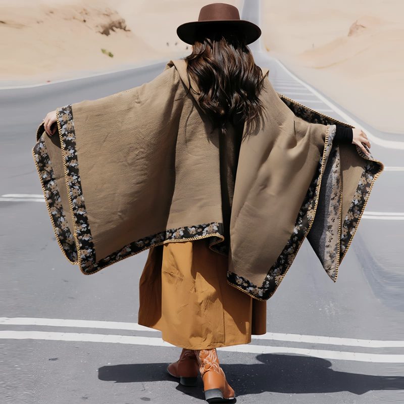 Tibetan Small Floral Hooded Shawl Tibetan Small Floral Hooded Shawl