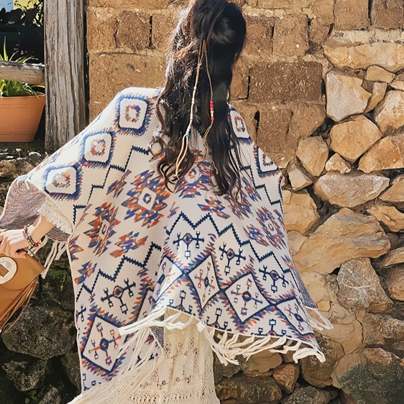 Tibetan Polyester Striped Shawl Wrap Tibetan Polyester Striped Shawl Wrap
