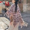 Tibetan Polyester Striped Shawl Wrap Tibetan Polyester Striped Shawl Wrap