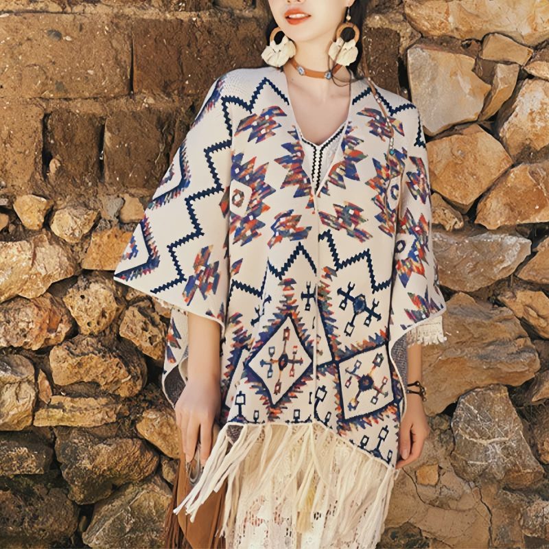 Tibetan Polyester Striped Shawl Wrap Tibetan Polyester Striped Shawl Wrap