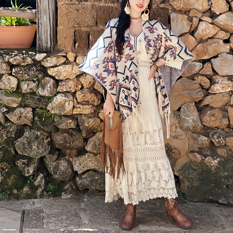 Tibetan Polyester Striped Shawl Wrap Tibetan Polyester Striped Shawl Wrap