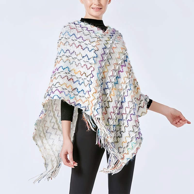 Tibetan Striped Pullover Tassel Shawl Tibetan Striped Pullover Tassel Shawl