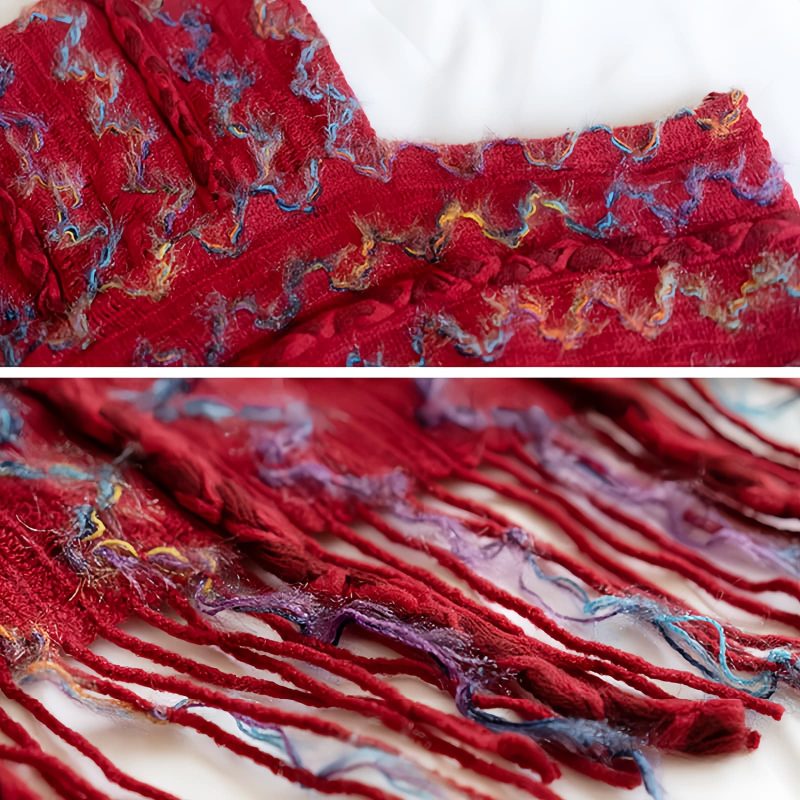 Tibetan Striped Pullover Tassel Shawl Tibetan Striped Pullover Tassel Shawl