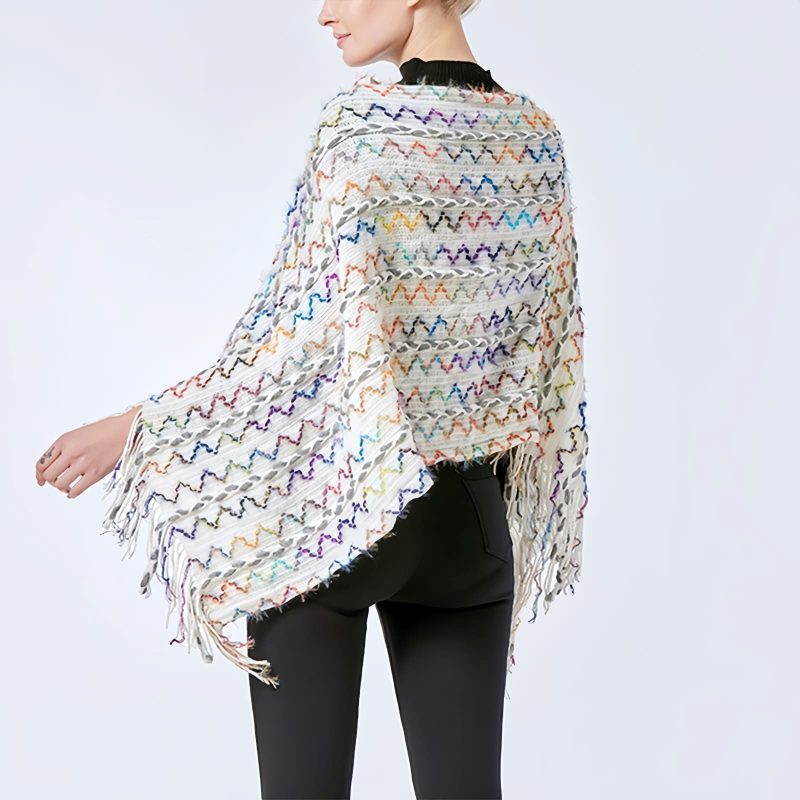 Tibetan Striped Pullover Tassel Shawl Tibetan Striped Pullover Tassel Shawl