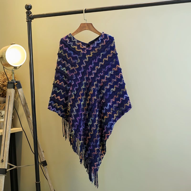 Tibetan Striped Pullover Tassel Shawl Tibetan Striped Pullover Tassel Shawl