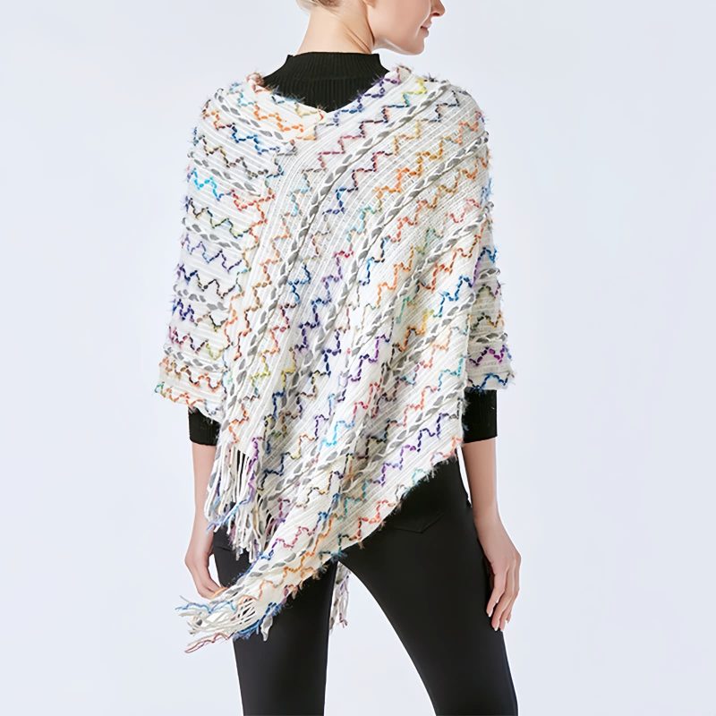 Tibetan Striped Pullover Tassel Shawl Tibetan Striped Pullover Tassel Shawl