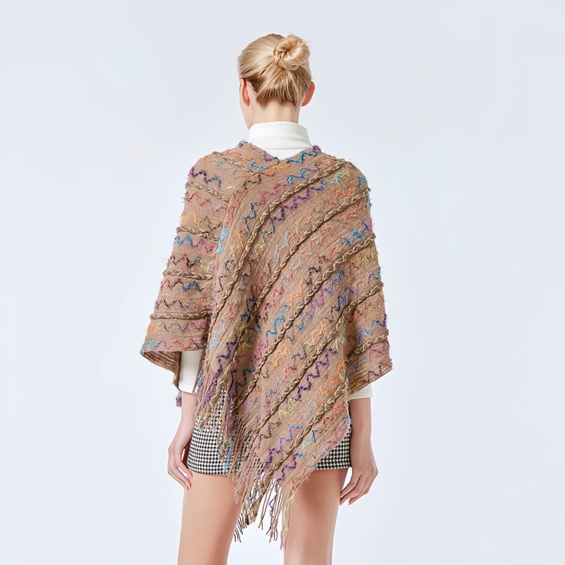 Tibetan Striped Pullover Tassel Shawl Tibetan Striped Pullover Tassel Shawl