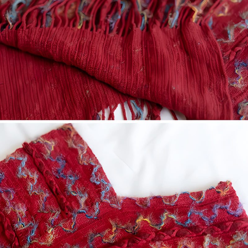 Tibetan Striped Pullover Tassel Shawl Tibetan Striped Pullover Tassel Shawl
