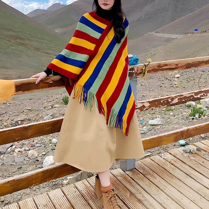 Tibetan Tassel Design Cozy Travel Shawl Tibetan Tassel Design Cozy Travel Shawl