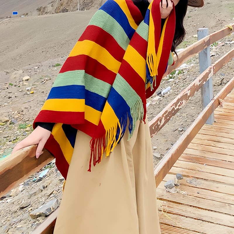 Tibetan Tassel Design Cozy Travel Shawl Tibetan Tassel Design Cozy Travel Shawl