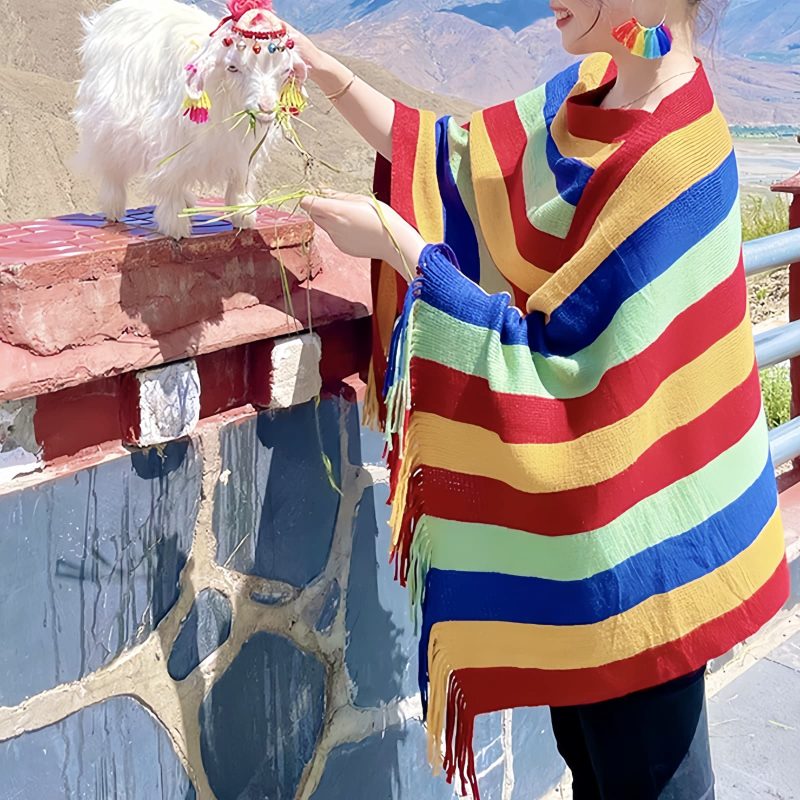 Tibetan Tassel Design Cozy Travel Shawl Tibetan Tassel Design Cozy Travel Shawl
