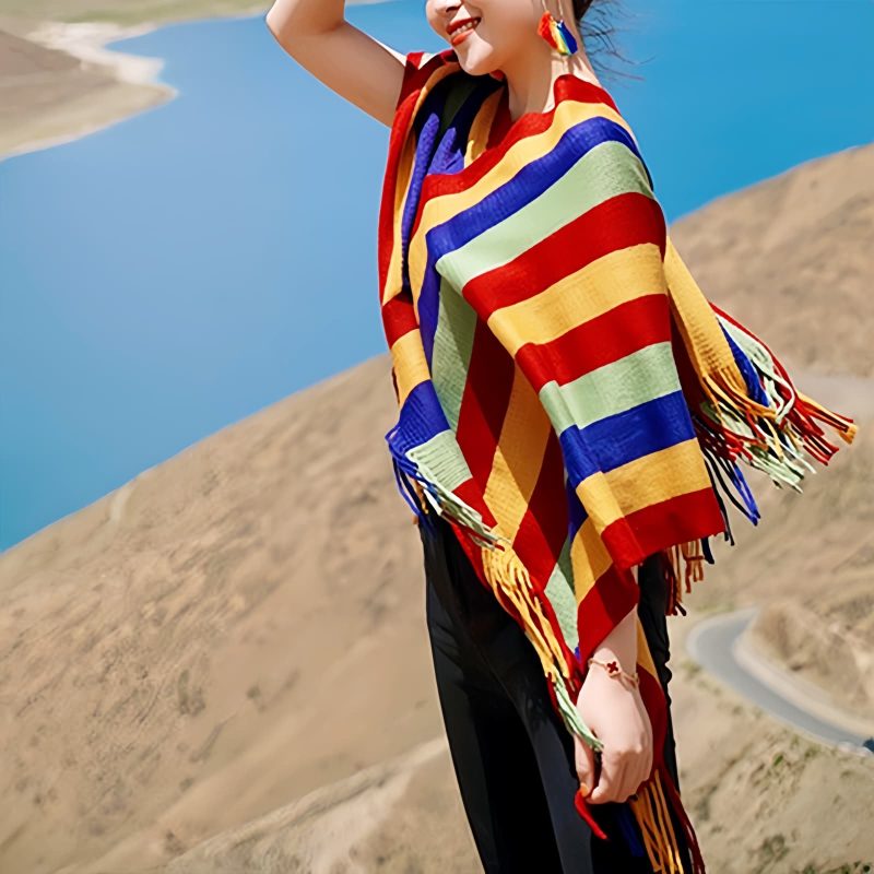Tibetan Tassel Design Cozy Travel Shawl Tibetan Tassel Design Cozy Travel Shawl