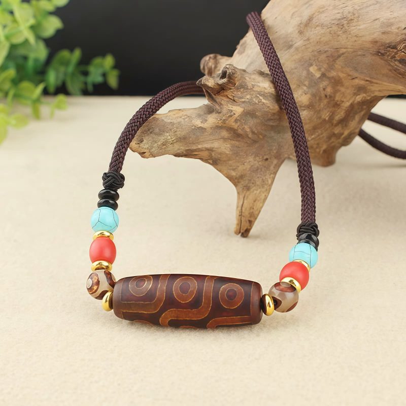 Tibetan Three-Eye Dzi Bead Protection Necklace Tibetan Three-Eye Dzi Bead Protection Necklace