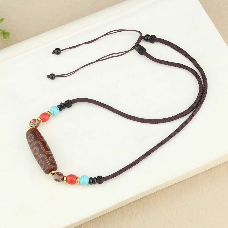 Tibetan Three-Eye Dzi Bead Protection Necklace Tibetan Three-Eye Dzi Bead Protection Necklace