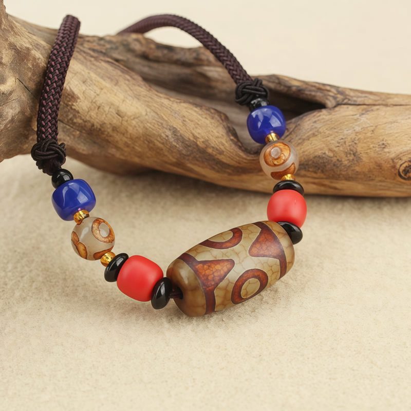 Tibetan Three-Eye Dzi Bead Protection Necklace Tibetan Three-Eye Dzi Bead Protection Necklace