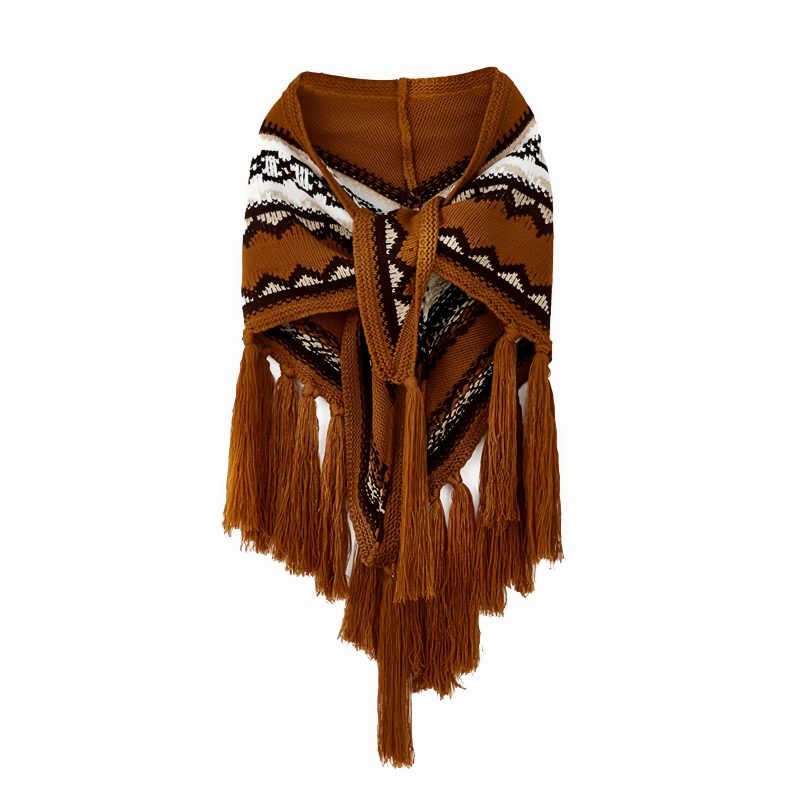 Tibetan Triangular Striped Tassel Shawl Tibetan Triangular Striped Tassel Shawl