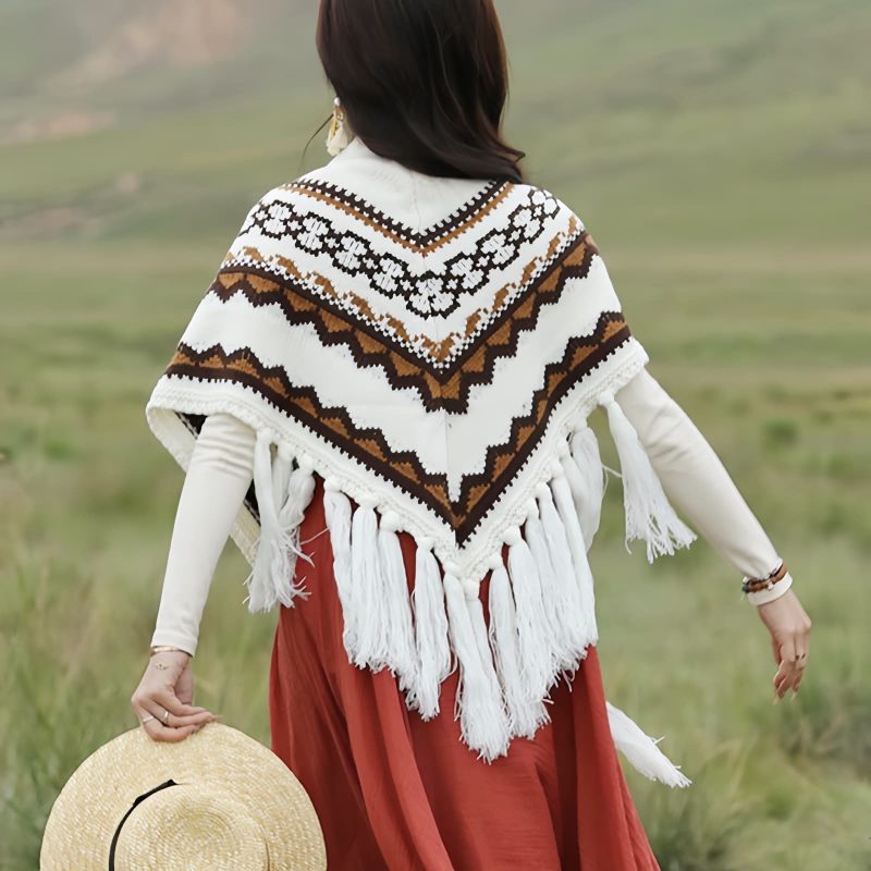 Tibetan Triangular Striped Tassel Shawl Tibetan Triangular Striped Tassel Shawl